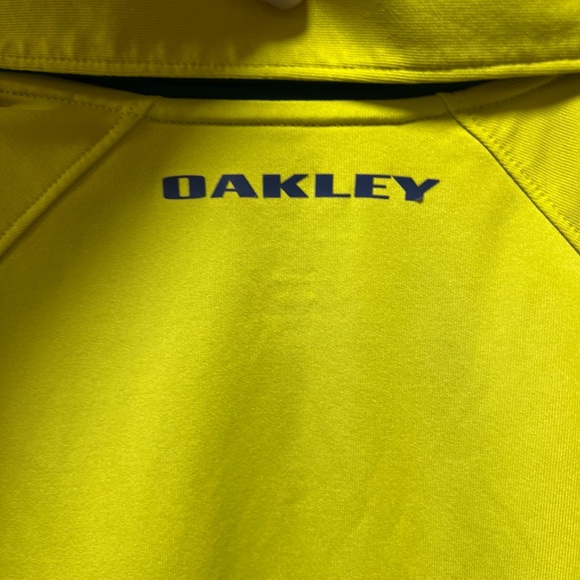 Oakley Polo Shirt Mens Medium Green Yellow Hydrolix Eyewear Golf Golfer Preppy - Picture 6 of 7